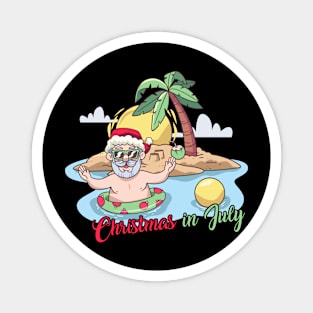 Christmas in July Santa Hawaiian Summer Magnet